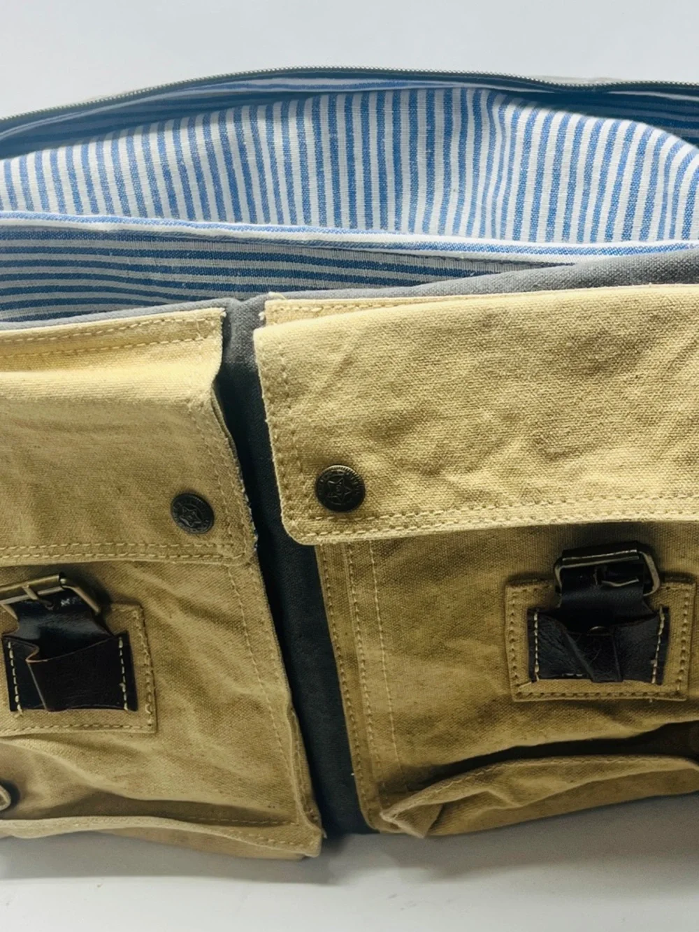 Clea Ray 236 Canvas Crossbody Messenger Bag with Brown Straps